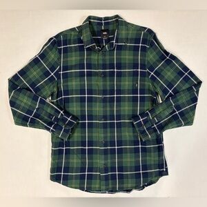 Vans Classic Fit blue green 100% cotton flannel shirt size small